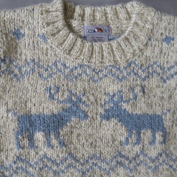 Blue Reindeer Sweater, Size M - Picture 3 of 5